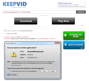 keepvid.com download youtube videos chrome warning
