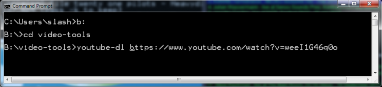 command prompt using youtube-dl exe to download video from youtube