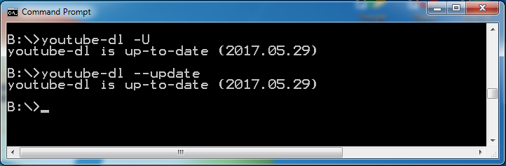 youtube-dl update command-line option example both one and two dashes