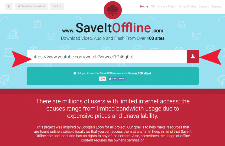 saveitoffline.com step1 index page