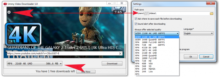 ummy video downloader step 2 download youtube video 4k 2160p