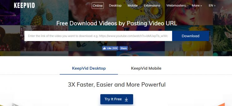 keepvid.com download online video tutorial step 1 frontpage