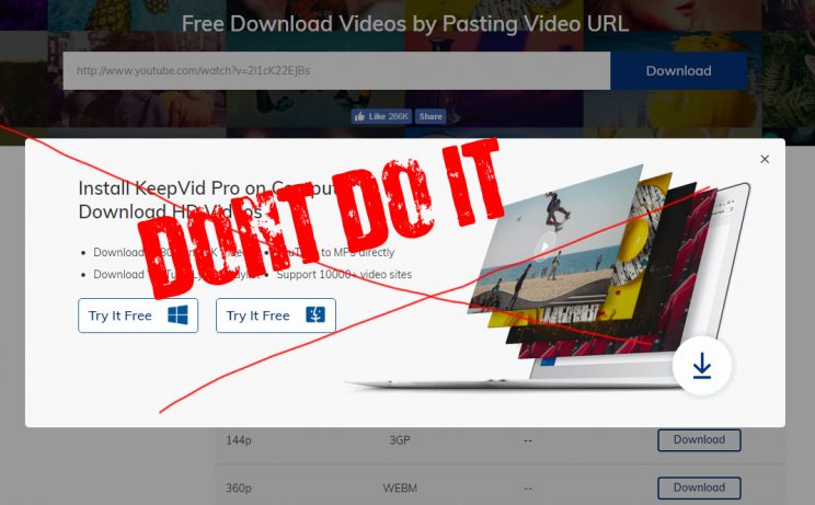 keepvid.com download online video tutorial step 3 avoid 1080p download - offering KeepVid Pro paid software