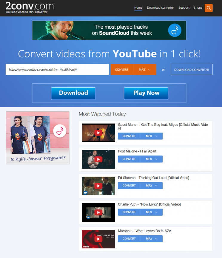 2conv.com review tutorial youtube converter step 1 open front page