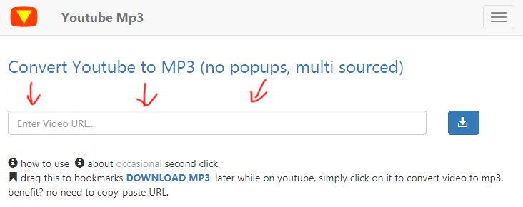 youtubemp3.today tutorial download youtube2mp3 step 1 front page