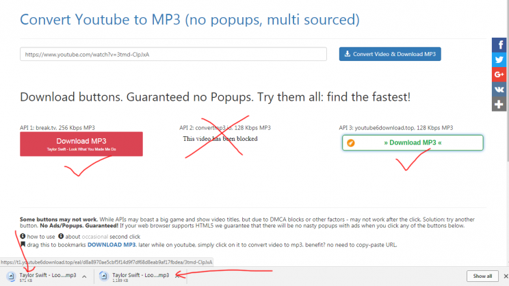youtubemp3.today tutorial download youtube2mp3 step 4 two sources worked proof of download