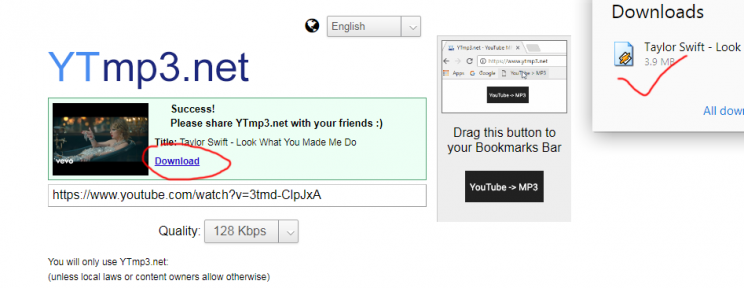 ytmp3.net youtube mp3 client side converter review tutorial step 4 download tap or right click and save