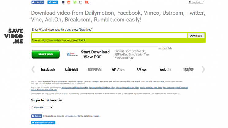 savevideo.me review tutorial no youtube step 1 open savevideo main page