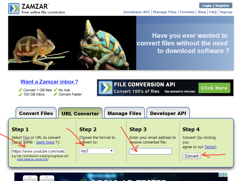 zamzar.com review tutorial step 2 url converter info supply