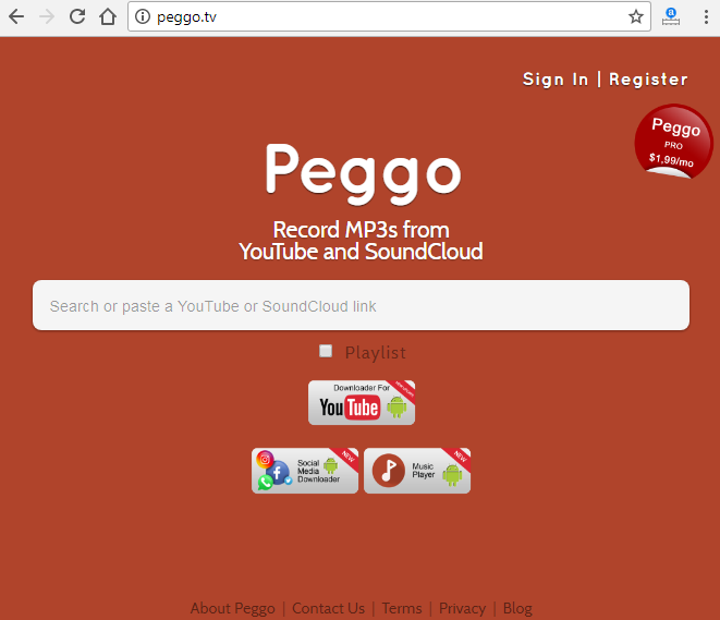 PEGGO.TV review and tutorial step 1 open front page of peggo