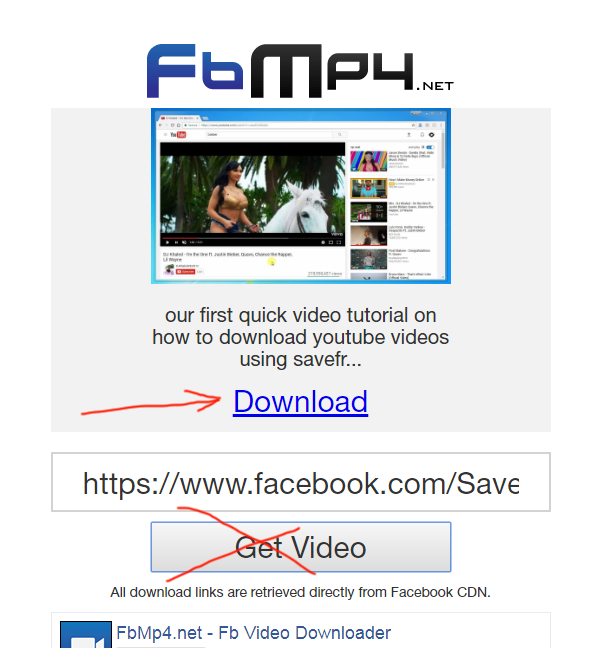 fbmp4.net review tutorial step 2 make sure its the right video and click Download link