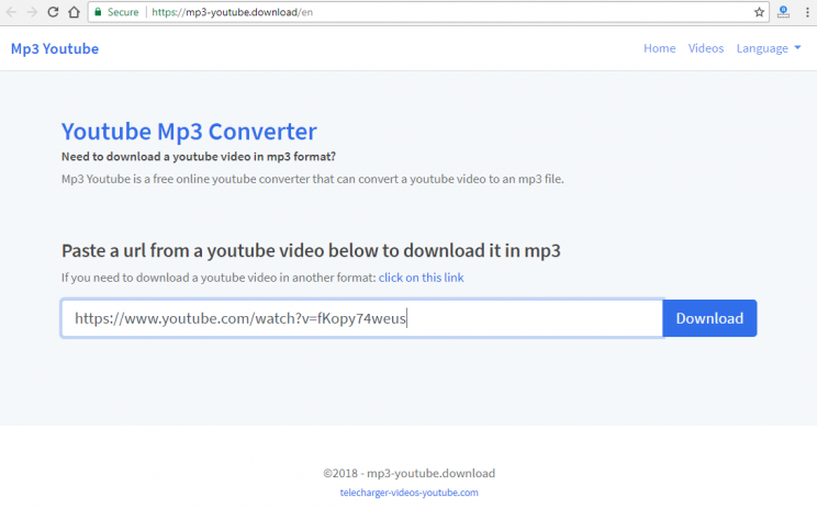 mp3-youtube.download review and tutorial step 1 open front page of the site