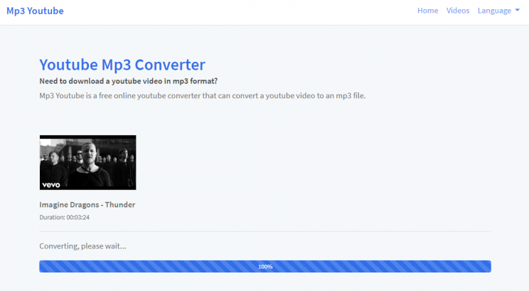 mp3-youtube.download review and tutorial step 2 enter video URL and submit - converting process