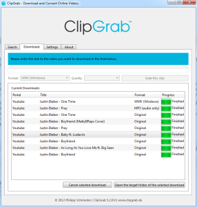 clipgrab download youtube videos screenshot 3 - all 9 downloads finished