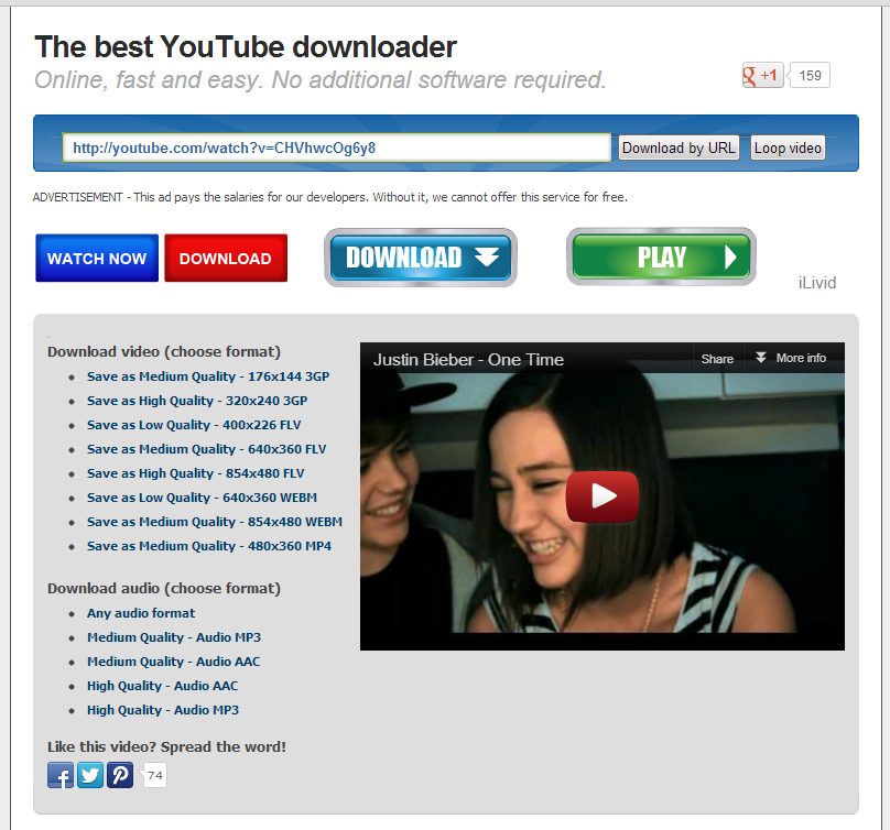 keep-tube.com screenshot 2 free youtube downloader website keeptube