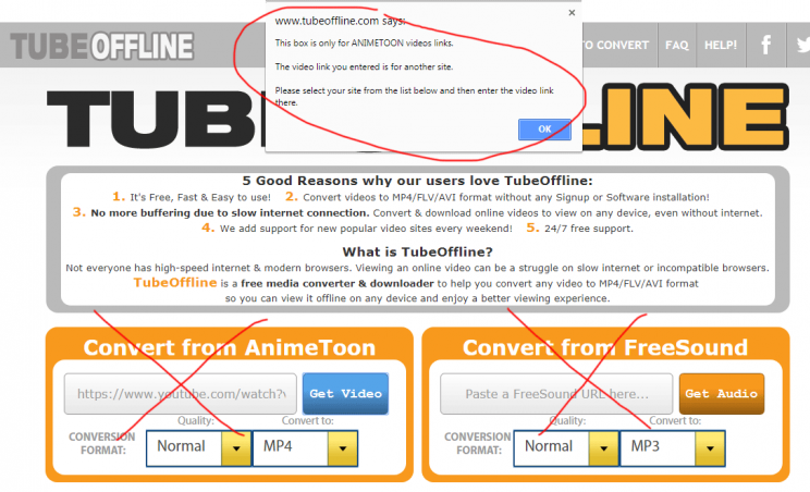 TubeOffline.com review tutorial bad user experience step 2 cannot find the right conversion page