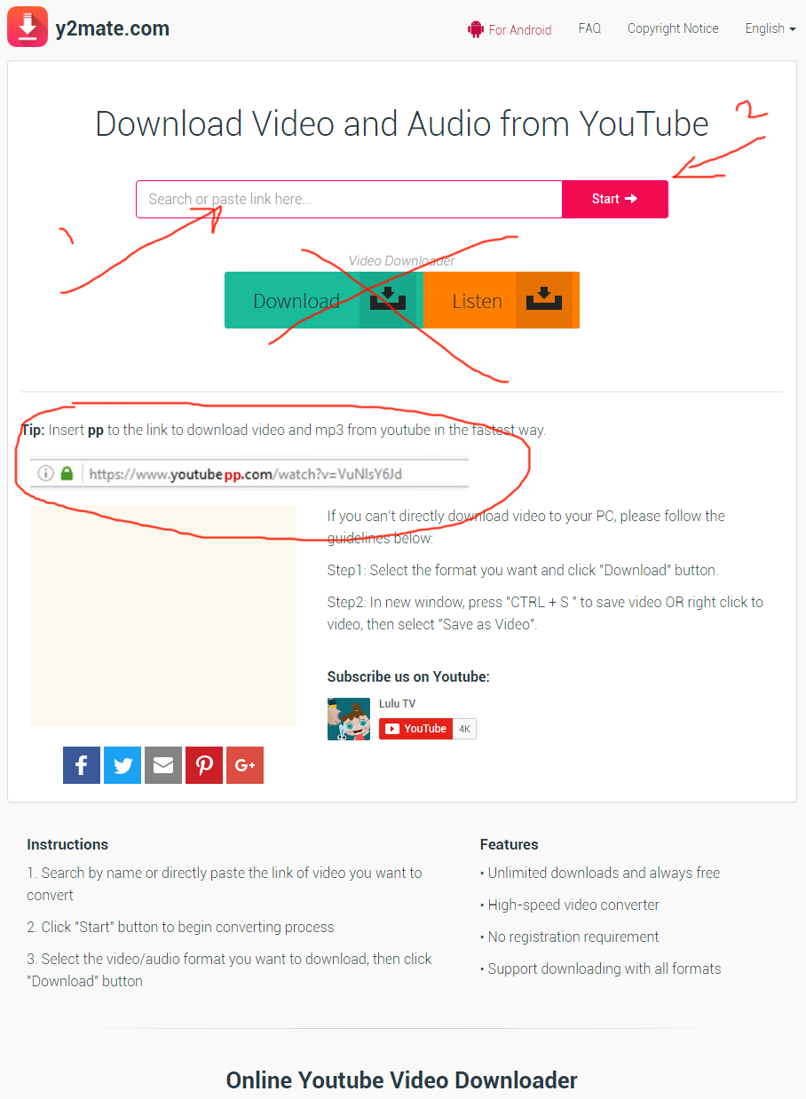y2mate.com review youtube mp4 mp3 downloader tutorial step 1 open front page ytmate - SaveTube.org