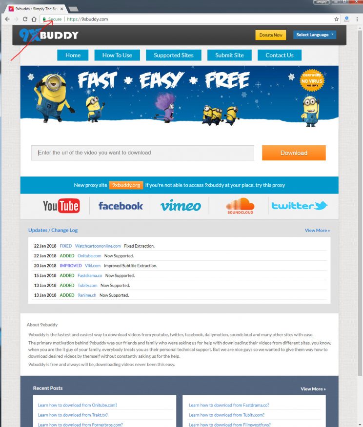 9xBuddy review tutorial step 1 open front page