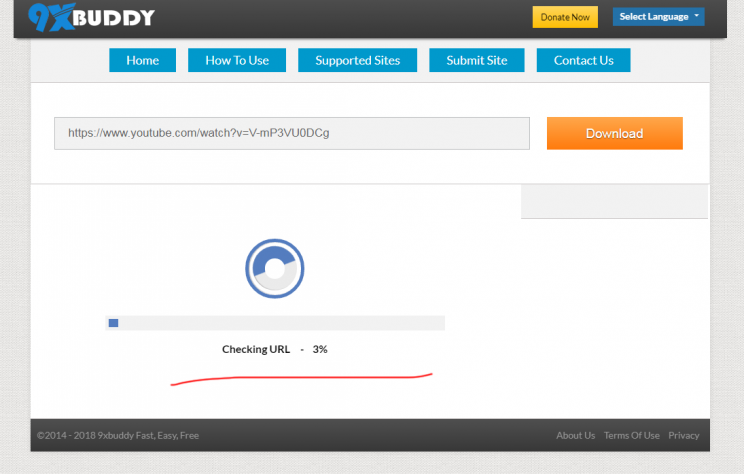 9xBuddy review tutorial step 3 checking URL processing links