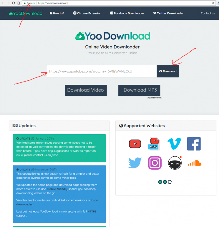 yoodownload.com review and tutorial step 1 open front page