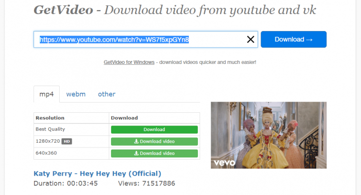 Getvideo.org Review Tutorial step 3 pick your download option