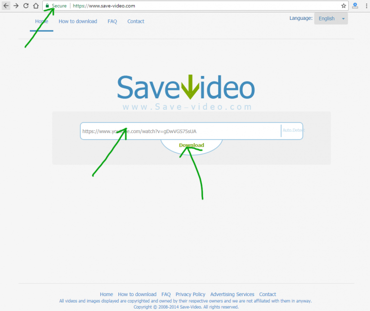 save-video.com review tutorial step 1 front page