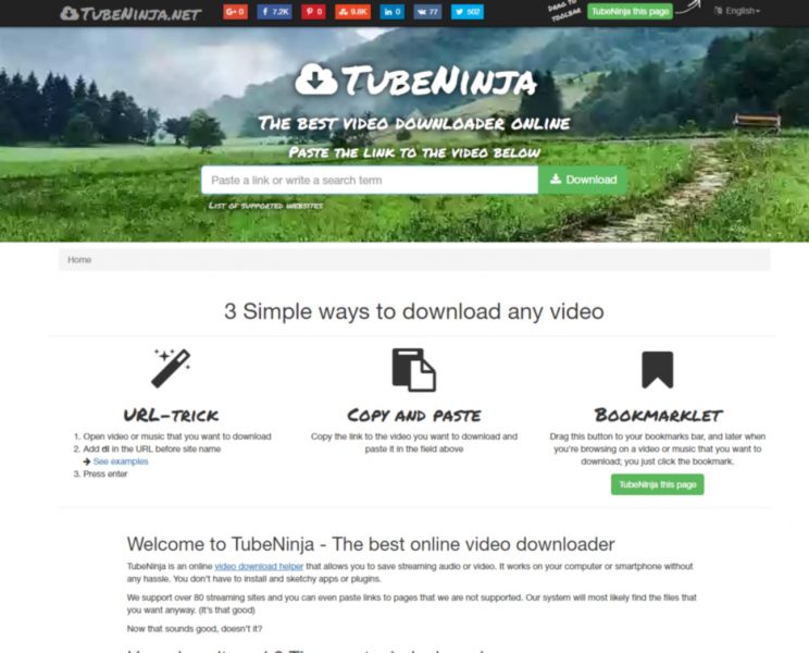 tubeninja review tutorial step 1 front page