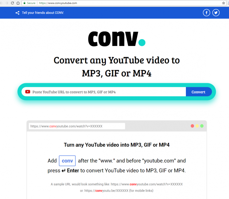 convyoutube.com youtube downloader fail step 1 open front page