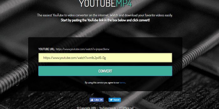 youtubemp4 to review step 1 open frontpage enter video url