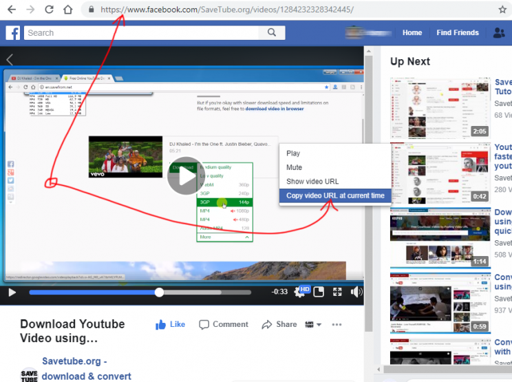 how to get facebook video url