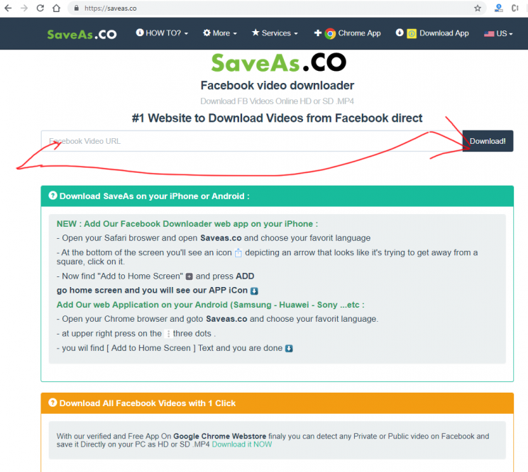 saveas.co review tutorial step 1 open front page