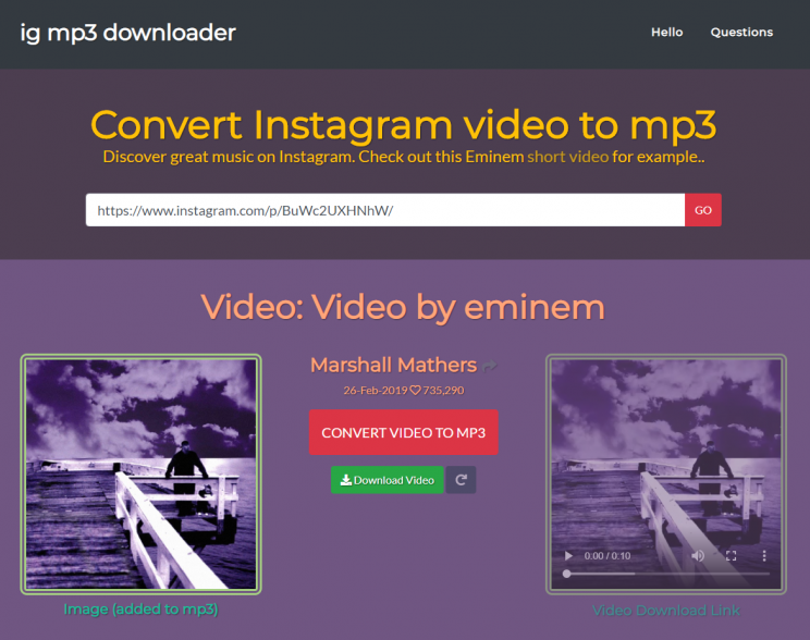 enter link - see options for ig mp3 download