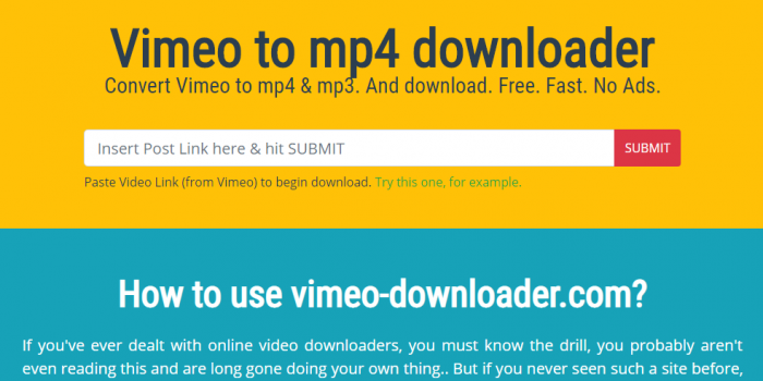 vimeo downloader front page