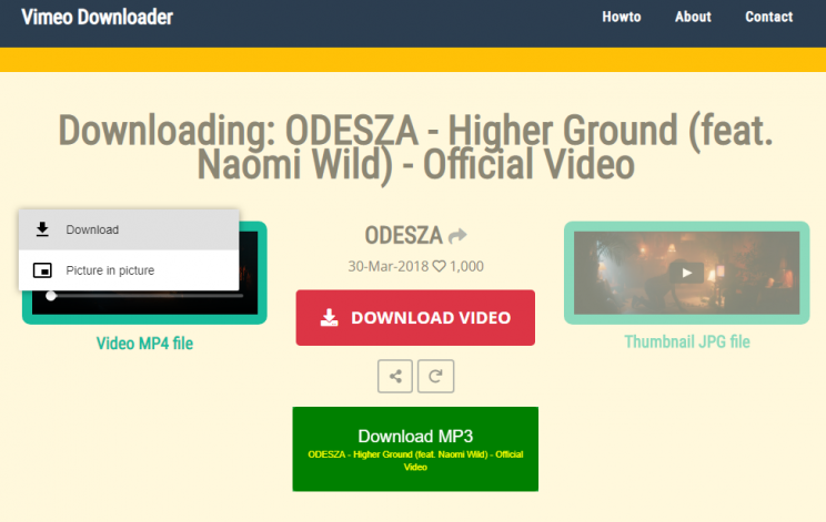 vimeo downloader options