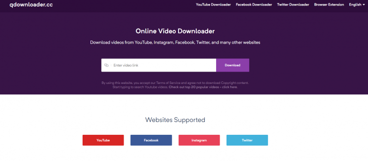 qdownloader youtube download front page